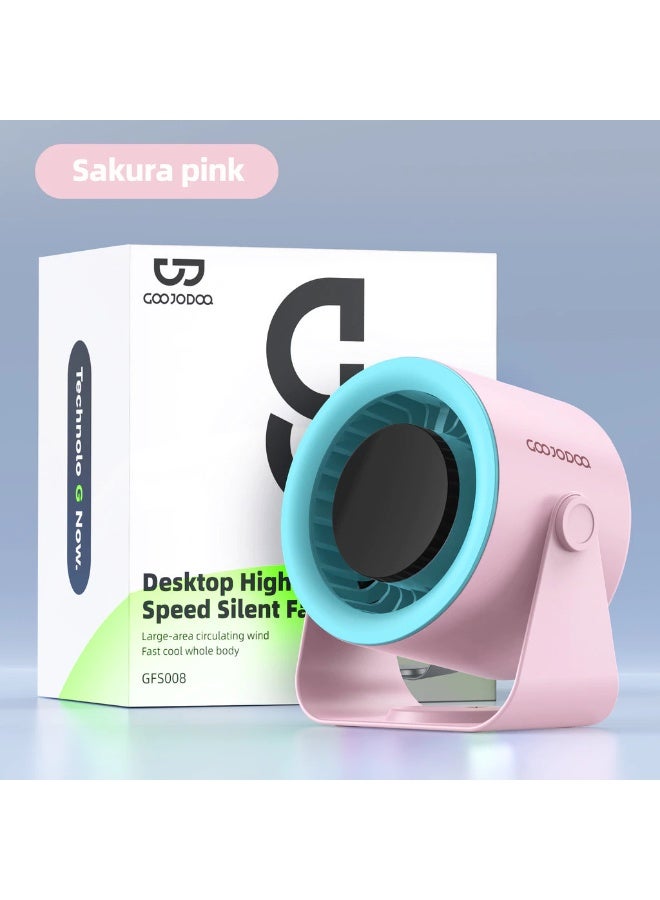 GOOJODOQ New High Speed ​​Desktop Fan 100 Speed ​​Digital LED Display RGB Wall Mount Adjustable Turbo Fan ( Sakura Pink ) - Image 1